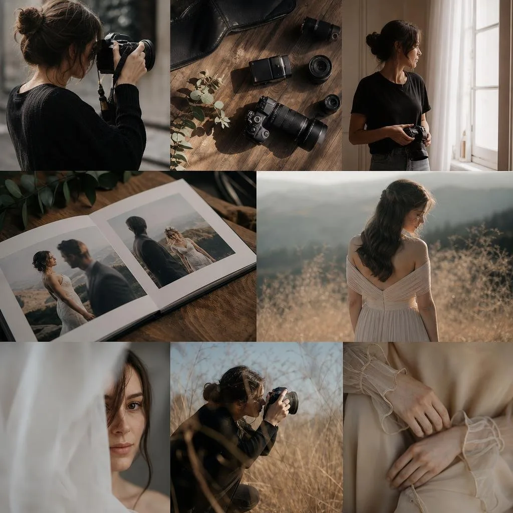 Photographer and client reviewing images on a camera together